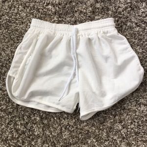 cream flowy shorts